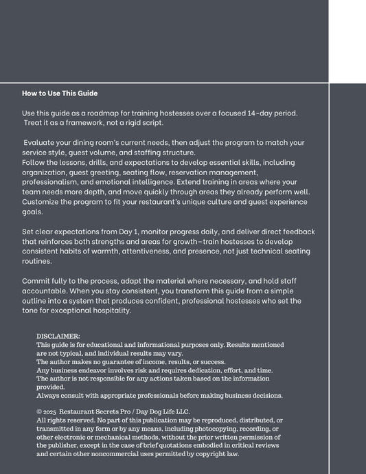 Hostess Training Guide