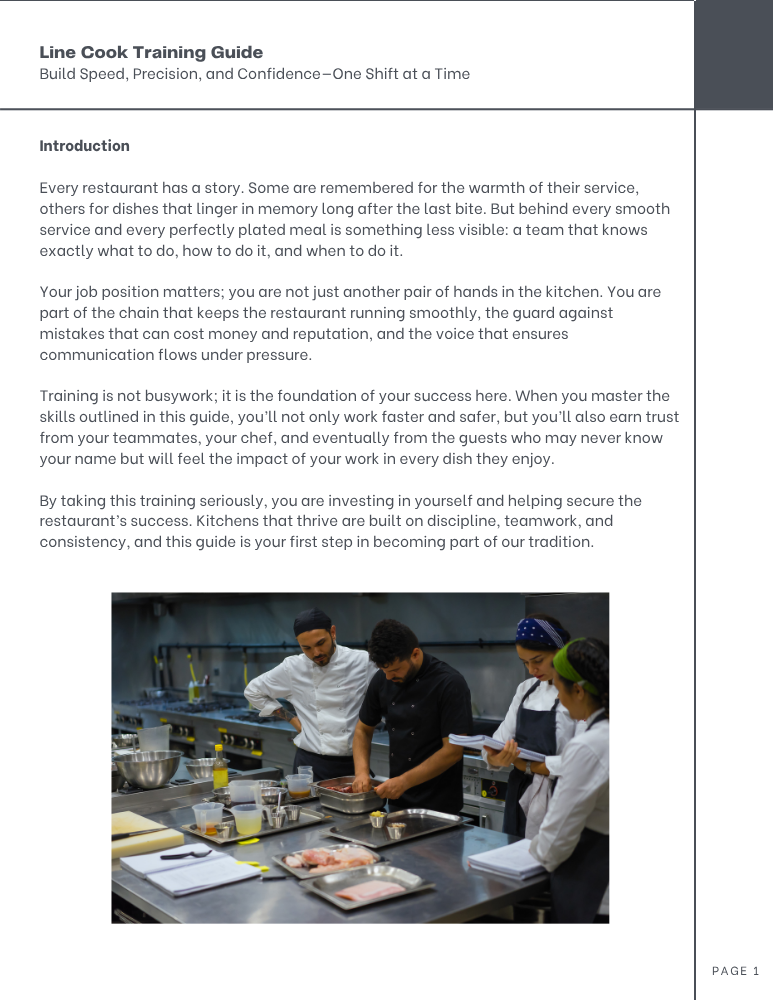Line Cook Training Guide