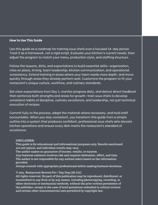 Sous Chef Training Guide