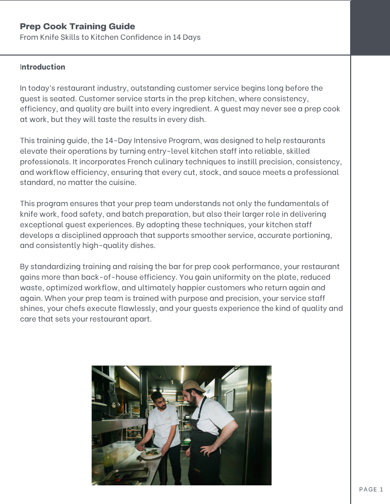 Prep Cook Training Guide