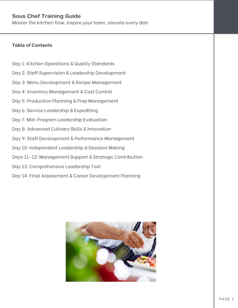 Sous Chef Training Guide