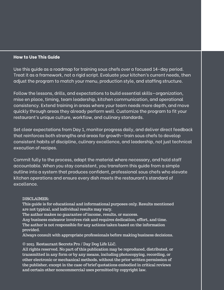 Sous Chef Training Guide